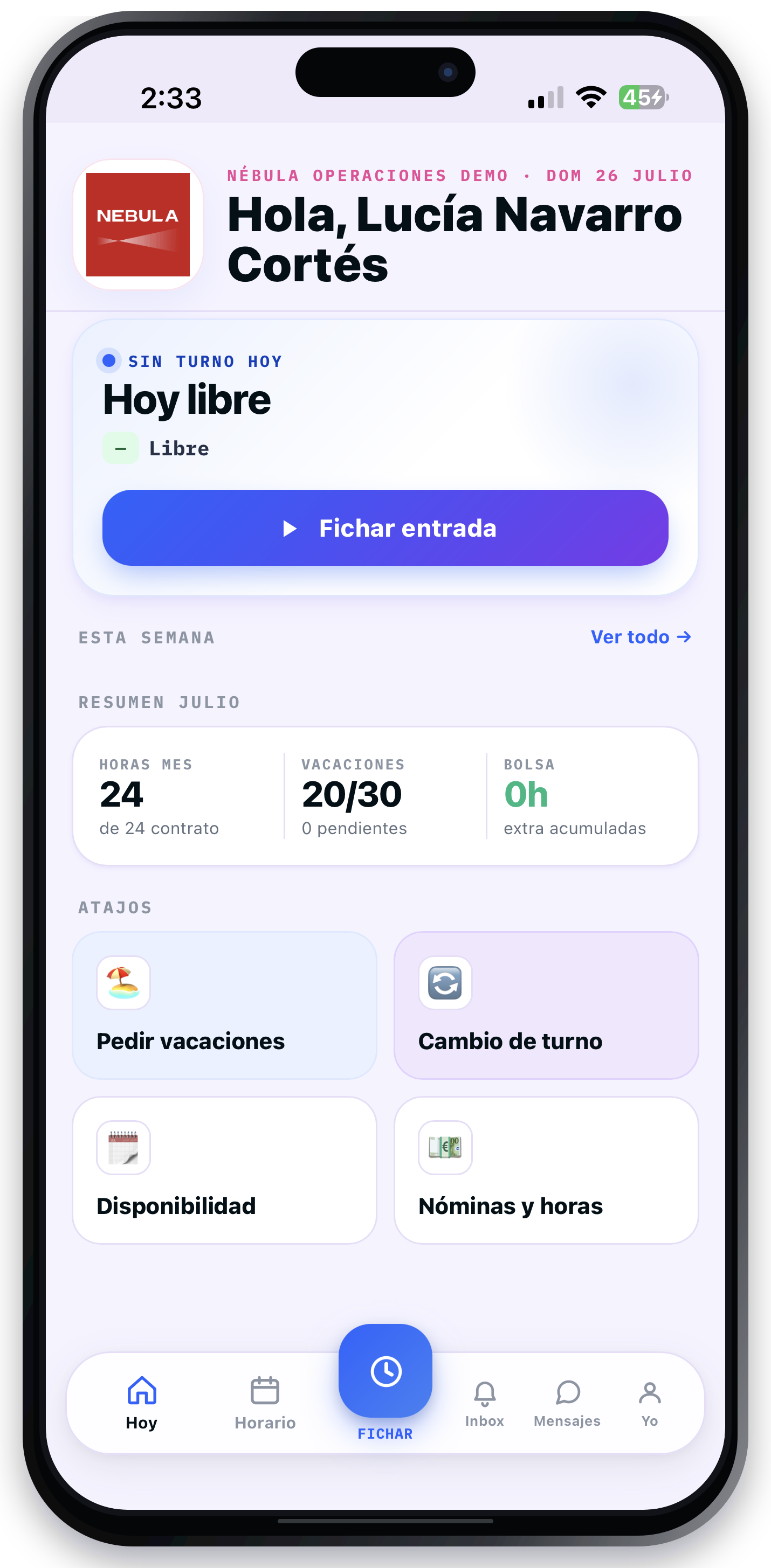 Inicio real del trabajador en planifly dentro de un iPhone